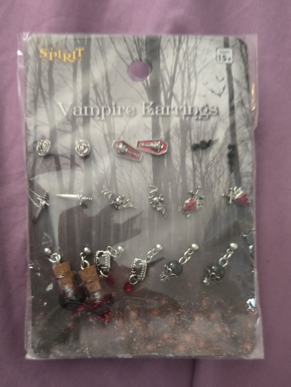 Spirit Silver-Tone Halloween Themed Earring Set with Red Accents